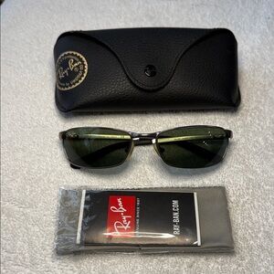 Authentic RAY BAN 3190 Flight 005 58-18 Metal Sunglasses Green Lenses Italy